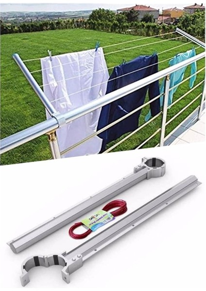 Alüminyum Balkon Çamaşır Askısı, Yuvarlak Korkuluk İçin, Gri Renk fiyatları