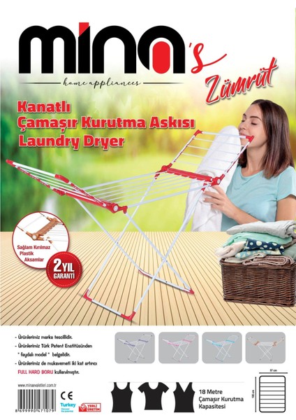Kırmızı Çamaşır Kurutmalık, Dayanıklı Metal, Türkiye Garantili