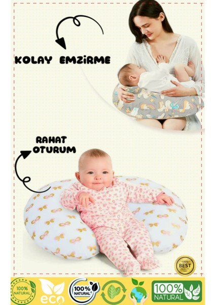 Elite Hamilelik Döneminde Mükemmel Destek Bebek Emzirme Minderi Yastığı Pamuklu Ranforce Kumaş Gri 1 Adet