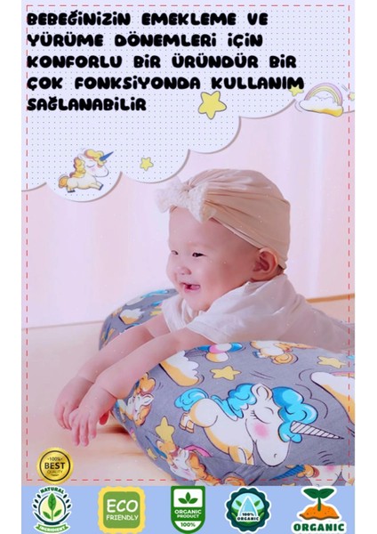 Elite Pamuklu Yumuşak ve Rahat Çift Taraflı Emzirme Yastığı Bebek Destek Minderi Gri Emzirme Yastigi 1 Adet