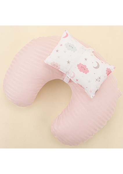 Elite Müslin Kılıflı Emzirme Yastığı ve Küçük Yastığı - Pembe Saten - Pembe Bulut 1 Adet modelleri