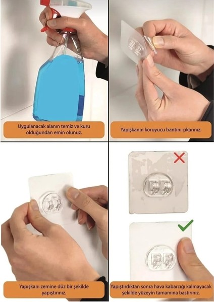 2 Adet Yapışkanlı Banyo Askısı Su Geçirmez Yapışkan Sticker Şeffaf Yapışkan
