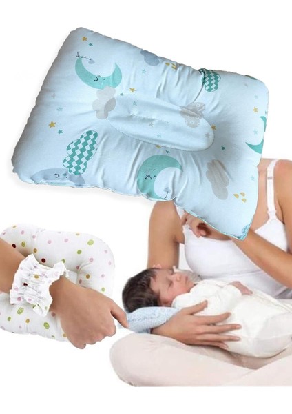 Elite Baskılı Bebek Kol Yastığı Bebek Kafa Yastığı Küçük Emzirme Minderi STL6247 Pamuklu 1 Adet