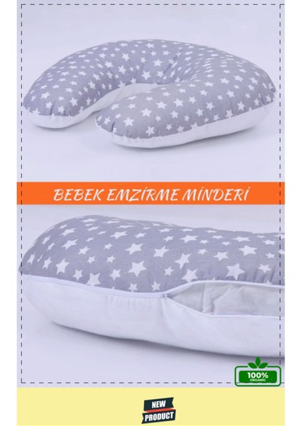 Elite Pamuklu Kumaş, Bebek ve Anne Için Sağlıklı ve Yumuşak Gri Emzirme Minderi Emzirme Yastigi 1 Adet
