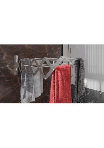 Katlanabilir Alüminyum Çamaşır Askısı 100 cm, 9 askı, balkon ve banyo kullanımı için ideal