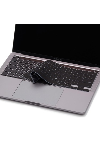 Macbook Pro Klavye Koruyucu M1-M2 13INÇ (Us-Abd Ingilizce) Touchbarlı A2338 A2289 A2251 A2141 Uyumlu Siyah