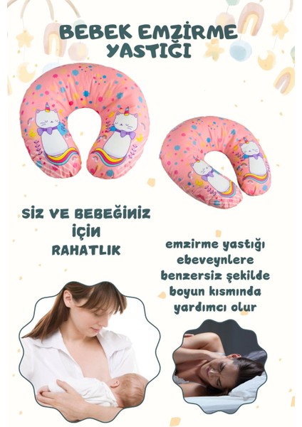 Elite Çift Taraflı Emzirme Yastığı /bebek Destek Minderi, Hamile Yastığı, Pamuklu Kumaş, Özel Baskılı 1 Adet
