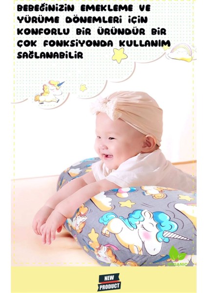 Elite Kolay Temizlenebilir Çift Taraflı Pamuklu Kumaş Bebek Emzirme Minderi Gri Emzirme Yastigi 1 Adet