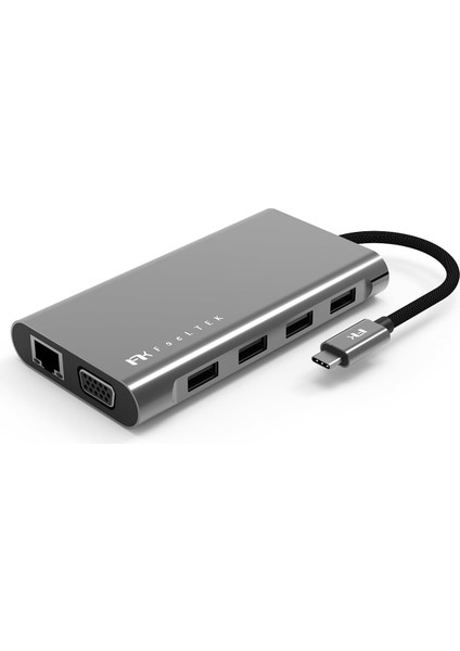 Type-C Adaptör USB Çoğaltıcı Hdmı-Vga Ethernet Dönüştürücü 2xhdmı 4K Full Hd Gri