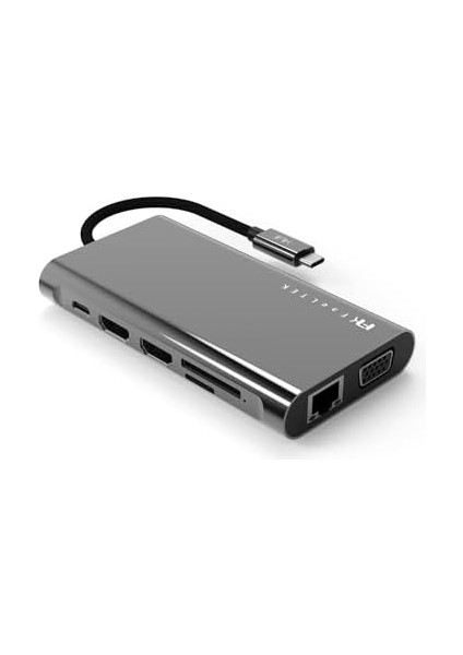 Type-C Adaptör USB Çoğaltıcı Hdmı-Vga Ethernet Dönüştürücü 2xhdmı 4K Full Hd Gri