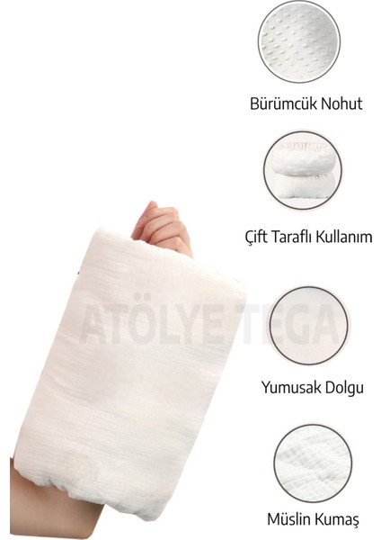 Elite Emzirme Kolluğu, Emzirme Yastığı Minderi, Müslin Kumaş - Dolgulu Yastık Çift Taraflı Kullanım 1 Adet
