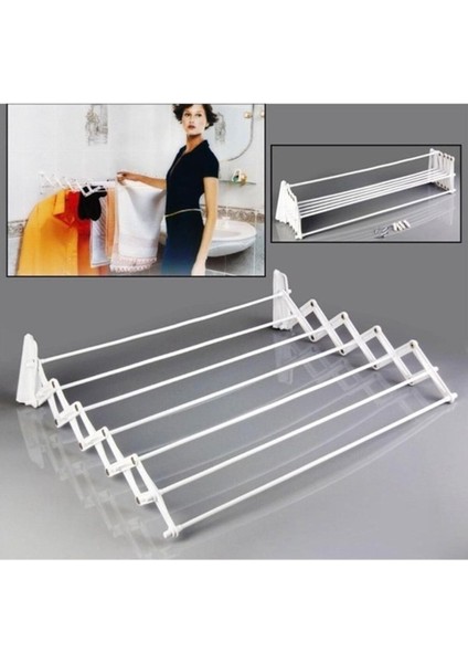 Duvara Monte Katlanabilir Çamaşır Askısı, 7 Göz, Alüminyum, Beyaz, 100 cm fiyatları