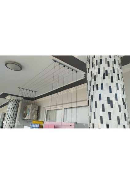 Gümüş Renkli Metal 4 Sıralı Asansörlü Çamaşır Kurutmalık 125 cm modelleri