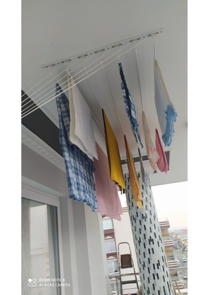 Beyaz Asansörlü Çamaşır Kurutma Askısı, 5 Sıra, 150 cm, Metal Malzeme modelleri