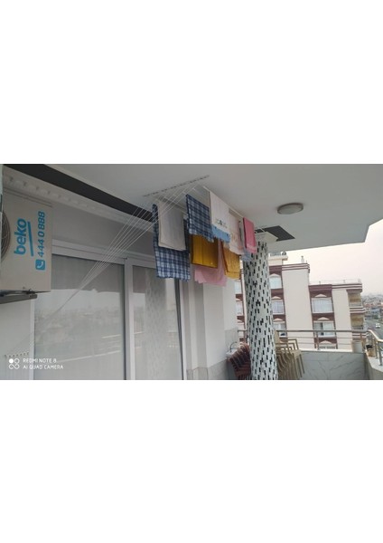 Beyaz Asansörlü Çamaşır Kurutma Askısı, 5 Sıra, 150 cm, Metal Malzeme fırsatları