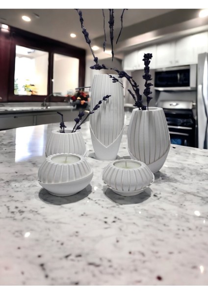 Elite 5 Li Bohem Vazo ve Mumluk Seti 1 Adet