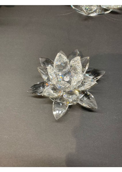 Elite Dekoratif Kristal Cam Üçlü Lotus Mumluk Şeffaf Gümüş 1 Adet fırsatları