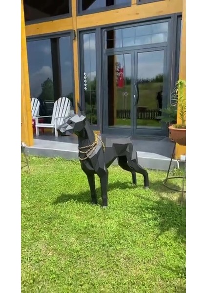 Elite Doberman Heykeli Metal 3 Boyutlu Büyük Boy Yer Dekoru Siyah 1 Adet fiyatları