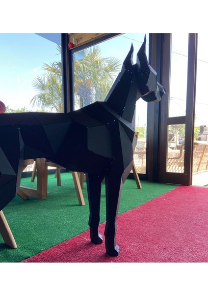 Elite Doberman Heykeli Metal 3 Boyutlu Büyük Boy Yer Dekoru Siyah 1 Adet fırsatları
