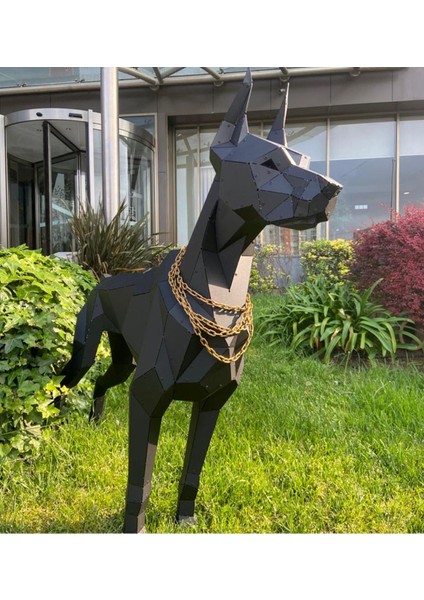 Elite Doberman Heykeli Metal 3 Boyutlu Büyük Boy Yer Dekoru Siyah 1 Adet indirimleri
