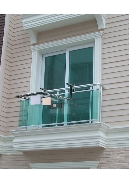 55 Cm Ayarlanabilir Çelik Balkon ve Pencere Uyumlu Çamaşır Askısı Gri