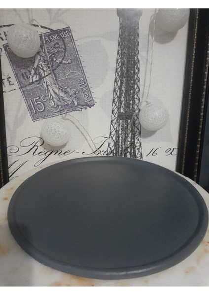 Elite Antrasıt Yuvarlak Beton Sunum Tepsısı 26 cm 1 Adet