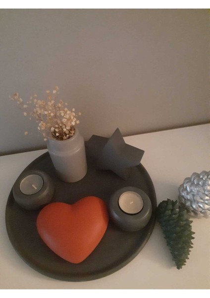 Elite Antrasıt Yuvarlak Beton Sunum Tepsısı 26 cm 1 Adet