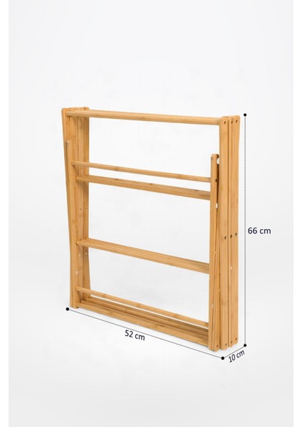 Katlanabilir Bambu Çamaşır Kurutmalık, 3 Katlı, Ahşap, Kahverengi, Dayanıklı Tasarım
