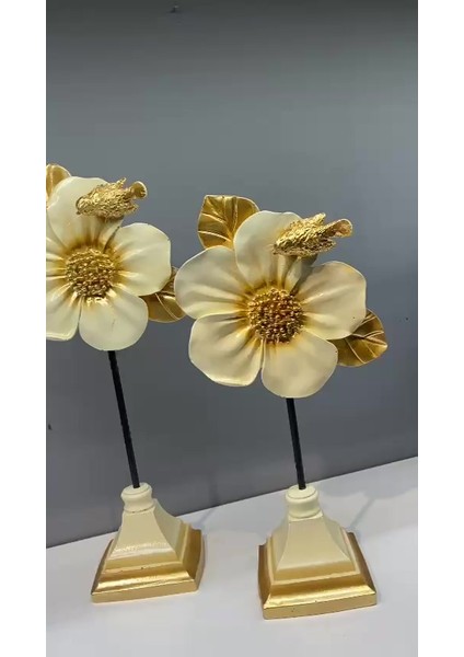 Elite Dekoratif Polyester Ikili Çiçek Aksesuar Krem Gold 1 Adet fiyatları