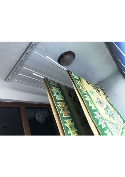 Asansörlü Çamaşır Askısı 6 Çubuk, 160cm, Metal, Beyaz indirimleri