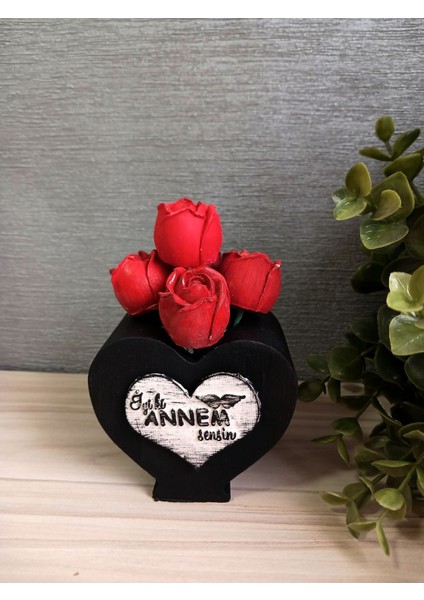 Elite Anneler Günü Dekoratif Kalp Saksı Çiçek 1 Adet