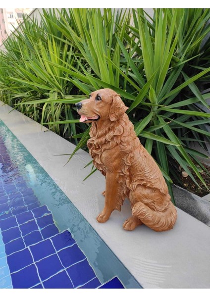 Elite Golden Bahçe Köpek Heykeli, Kapı Önü Dekoru, Köpek Heykel 1 Adet
