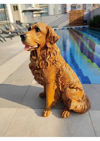 Elite Golden Bahçe Köpek Heykeli, Kapı Önü Dekoru, Köpek Heykel 1 Adet