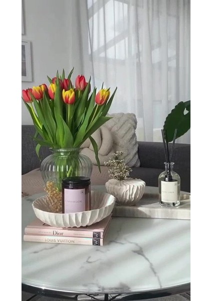 Elite Hm Muadil Dokulu Dekoratif Tabak 20 cm | Beyaz 1 Adet