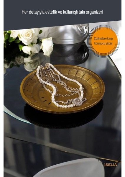 Takı Tabağı Takı Organizeri Takı Makyaj Kozmetik Düzenleyici Altın Renk Model 5