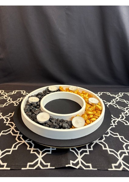 Elite Yuvarlak Tabaklı Beton Tea Light Mumluk 1 Adet