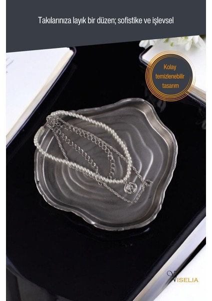 Takı Tabağı Takı Organizeri Takı Makyaj Kozmetik Düzenleyici Gümüş Eskitme Renk Model 1