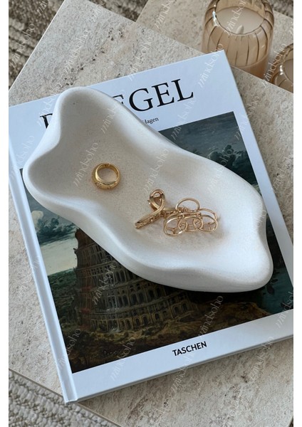 Elite Vernikli(Wax) 22CM Dekoratif Kum Desenli Tabak Kase, Takı Tabağı, Anahtarlık, Sunum Kasesi 1 Adet