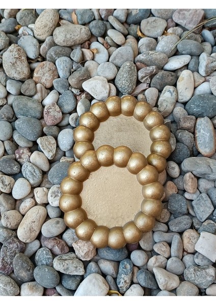 Elite Altın Varaklı Bubble Dekoratif Beton Tabak Altlık Sunumluk Takı Tabağı 1 Adet