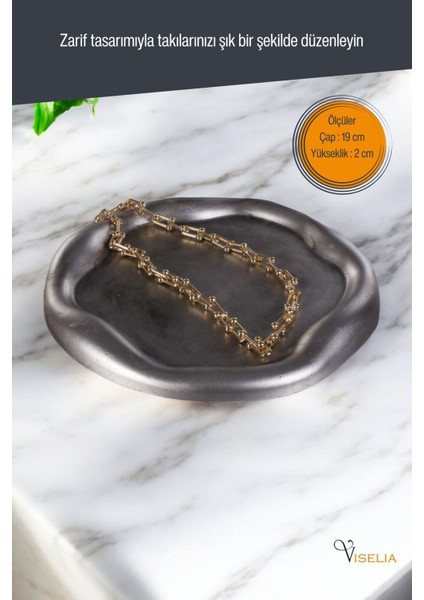 Takı Tabağı Takı Organizeri Takı Makyaj Kozmetik Düzenleyici Gümüş Eskitme Renk Model 17