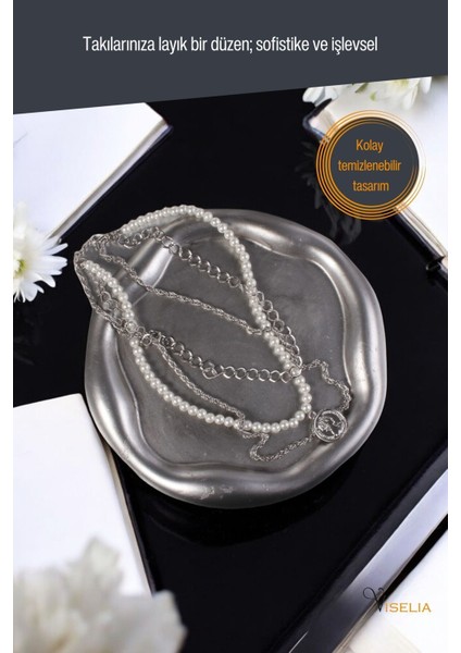 Takı Tabağı Takı Organizeri Takı Makyaj Kozmetik Düzenleyici Gümüş Eskitme Renk Model 17