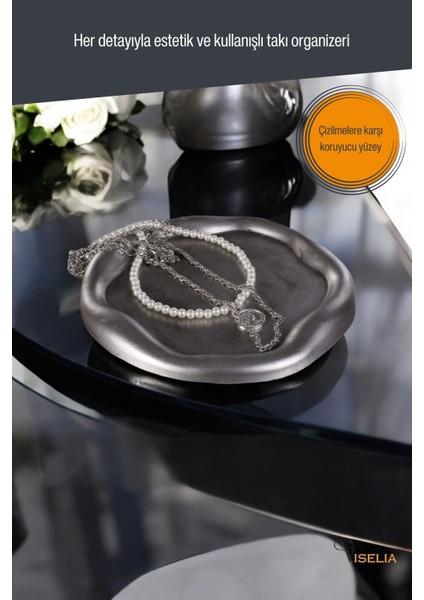 Takı Tabağı Takı Organizeri Takı Makyaj Kozmetik Düzenleyici Gümüş Eskitme Renk Model 17