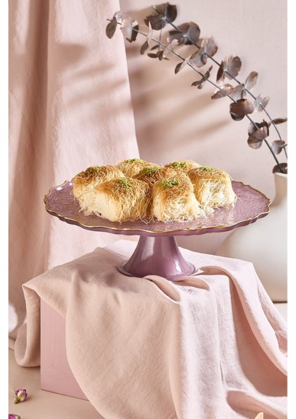 Elite Goblen 28 cm Mürdüm Ayaklı Pasta Tabağı Standı 1 Adet