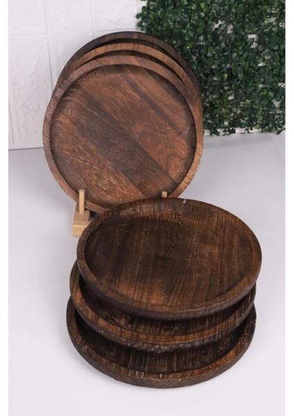 Elite Patrin Doğal Ahşap Yuvarlak Küçük Tabak 6’lı Set – 25X2 cm 1 Adet