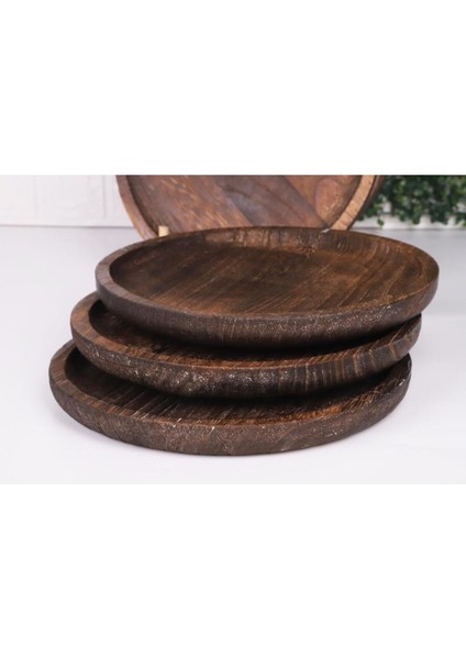 Elite Patrin Doğal Ahşap Yuvarlak Küçük Tabak 6’lı Set – 25X2 cm 1 Adet