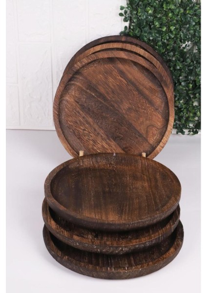 Elite Patrin Doğal Ahşap Yuvarlak Küçük Tabak 6’lı Set – 25X2 cm 1 Adet