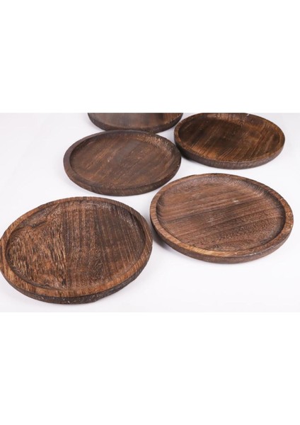 Elite Patrin Doğal Ahşap Yuvarlak Küçük Tabak 6’lı Set – 25X2 cm 1 Adet
