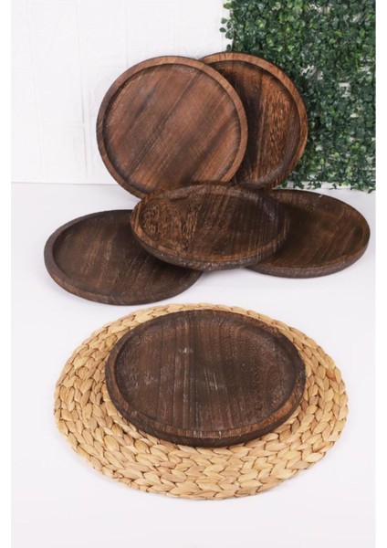 Elite Patrin Doğal Ahşap Yuvarlak Küçük Tabak 6’lı Set – 25X2 cm 1 Adet