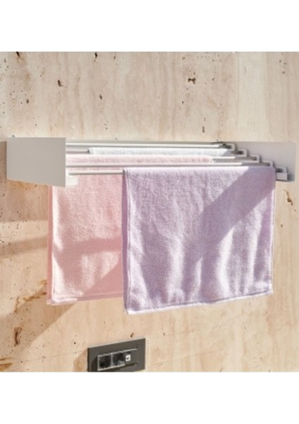 Dayanıklı Çelik Çamaşır Kurutmalık, 70cm, Duvara Monte, İç-Dış, Paslanmaz, Beyaz