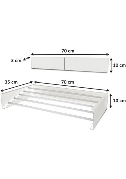 Dayanıklı Çelik Çamaşır Kurutmalık, 70cm, Duvara Monte, İç-Dış, Paslanmaz, Beyaz fırsatları